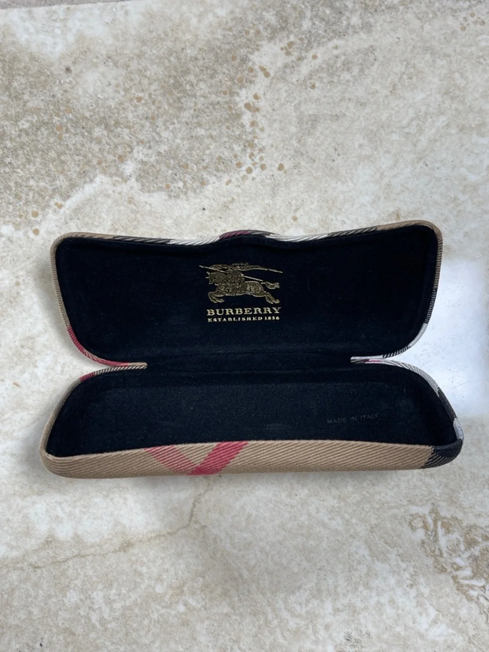 Burberry Beige Tan Black Red Nova Check Eyewear Case - Picture 3 of 13